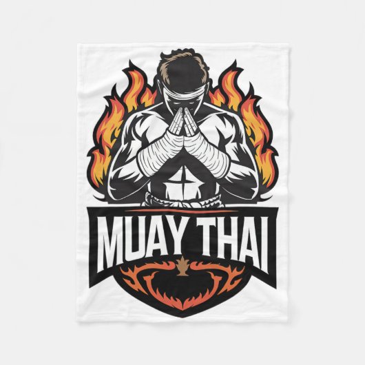 Muay Thai Logo - Thai-Boxkämpfer  Fleecedecke (Vorderseite)