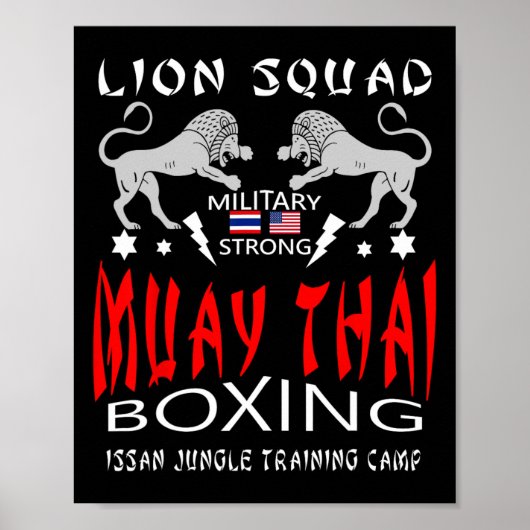 Muay Thai Löwen Squad Militär Boxen Poster (Vorne)