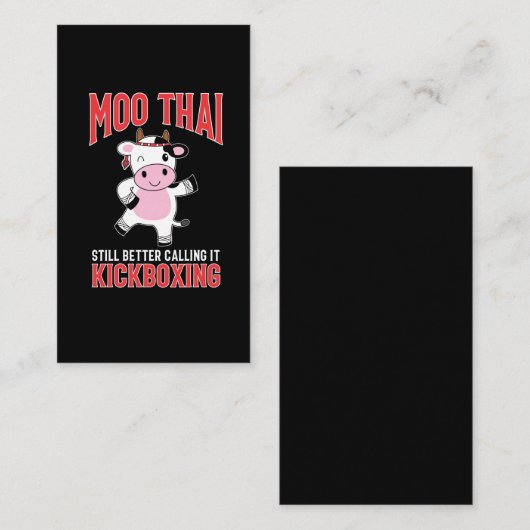 Muay Thai Martial Arts Kuh Kickboxing Visitenkarte (Vorne/Hinten)
