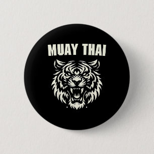 Muay Thai Mma Kampf Tattoo Tiger Brüllen Kickboxen Button