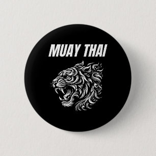 Muay Thai Mma Kampf Tattoo Tiger Brüllen Kickboxen Button