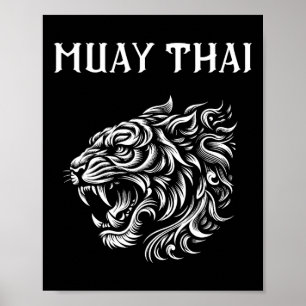 Muay Thai Mma Kampf Tattoo Tiger Brüllen Kickboxen Poster