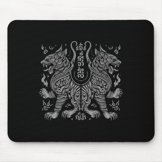 Muay Thai MMA Kampf Tattoo Zwillings-Tiger Kickbox Mousepad (Vorne)