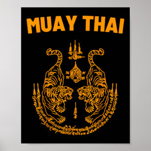 Muay Thai Mma Kampf Tattoo Zwillings-Tiger Kickbox Poster