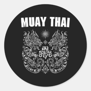 Muay Thai Mma Kampf Tattoo Zwillings-Tiger Kickbox Runder Aufkleber