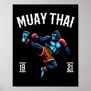 Muay Thai Monkey - Kickboxen und Monkey Thai Boxen Poster