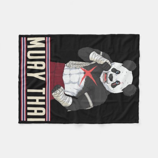 Muay Thai Panda Kickboxing Fighter Fleecedecke (Vorderseite (Horizontal))