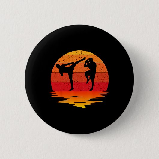 Muay Thai Retro Vintage Kampfkunst Boxen Button (Vorderseite)