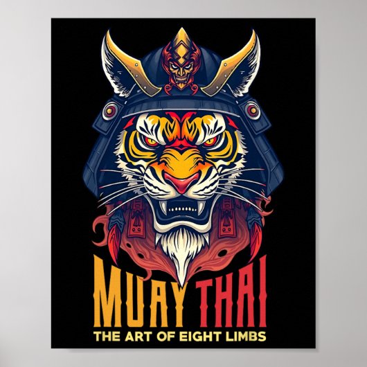 Muay Thai Samurai Tiger Thai Boxing Graphic Poster (Vorne)