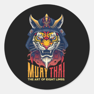 Muay Thai Samurai Tiger Thai Boxing Graphic Runder Aufkleber