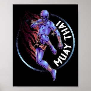Muay Thai Skeleton Poster