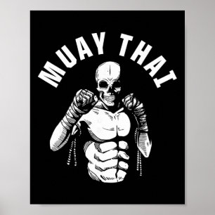 Muay Thai Skelett Kämpfer Mma Club Coach Martial Poster