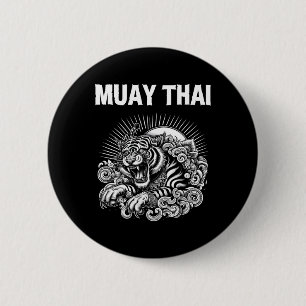 Muay Thai Sprach-Tattoo Tiger Brüllen Kickboxen Th Button
