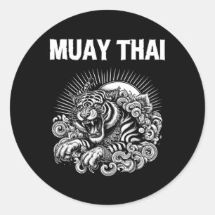 Muay Thai Sprach-Tattoo Tiger Brüllen Kickboxen Th Runder Aufkleber
