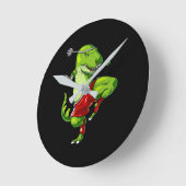 Muay Thai T-Rex Dinosaur Runde Wanduhr (Winkel)