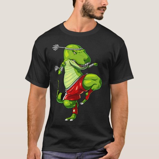 Muay Thai T-Rex Dinosaurier T-Shirt (Vorderseite)