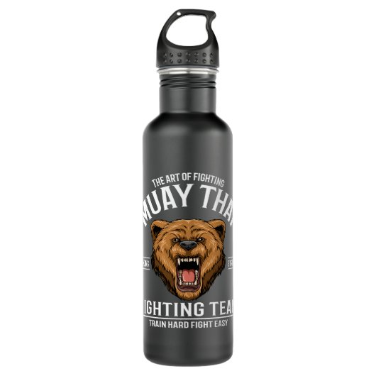 Muay Thai Thai Boxing und Kickboxing Grizzly Edelstahlflasche (Vorderseite)