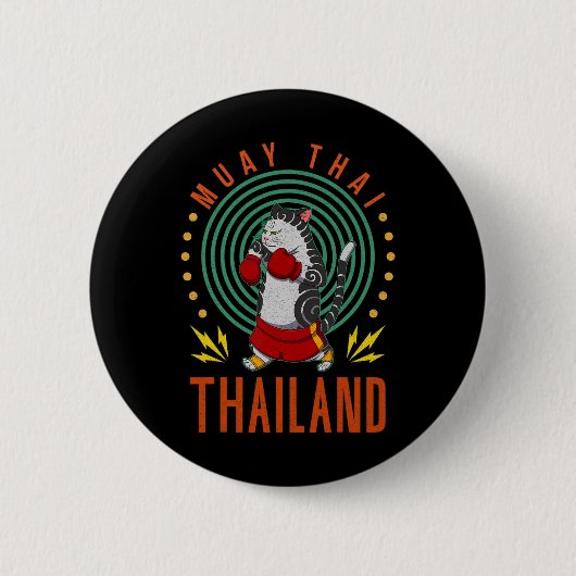 Muay Thai Thailand Faust Ring Knie Kämpfer Technik Button (Vorderseite)