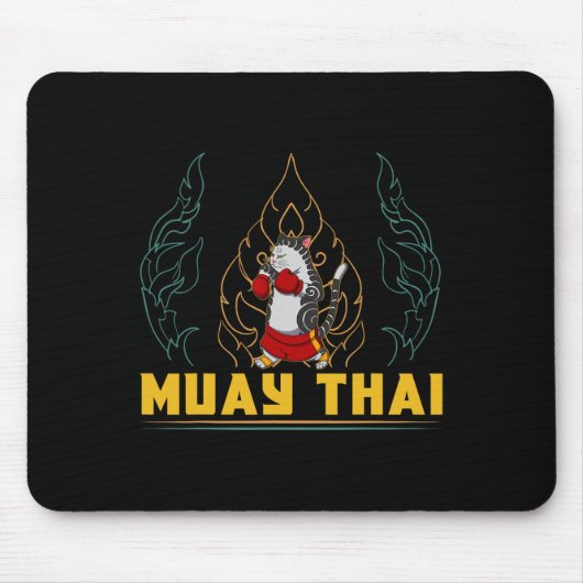 Muay Thai Thailand Faust Ring Knie Kämpfer Technik Mousepad (Vorne)