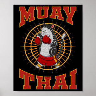 Muay Thai Thailand Faust Ring Knie Kämpfer Technik Poster