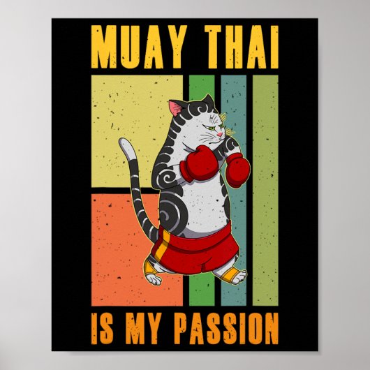 Muay Thai Thailand Fist Ring Knee Fighter Techniqu Poster (Vorne)