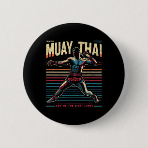 Muay Thai Thailand Kickboxen Mma Kämpfer Vintage  Button