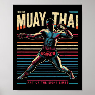 Muay Thai Thailand Kickboxen Mma Kämpfer Vintage Poster