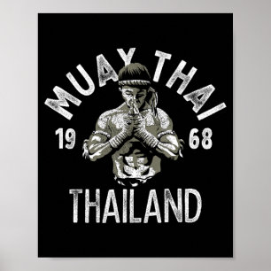 Muay Thai Thailand Vintage Tiger Kämpfer Training Poster