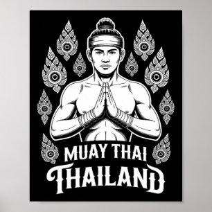 Muay Thai Thailand Vintage Tiger Kämpfer Training  Poster
