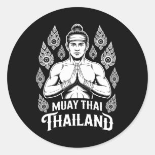 Muay Thai Thailand Vintage Tiger Kämpfer Training Runder Aufkleber