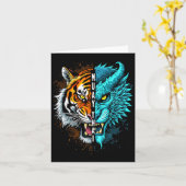 Muay Thai Tiger Dragon Fusion Art Karte (Gelbe Blume)