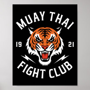 Muay Thai Tiger Fight Kickboxen Kämpfer Thaiboxi Poster