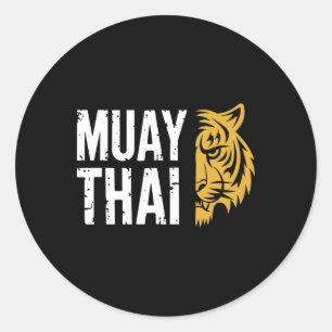 Muay Thai Tiger Martial Arts Fighter Runder Aufkleber