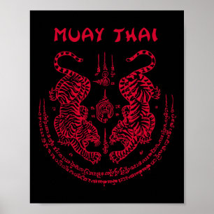 Muay Thai Tiger Sak Yant Spirituelles Kickboxen Th Poster