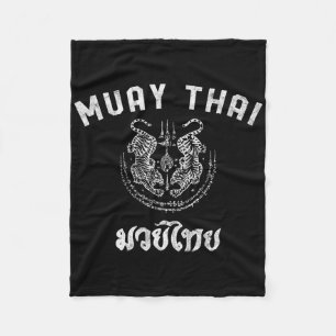 Muay Thai Twin Tiger Kickboxen Mma Geschenk - Weiß Fleecedecke