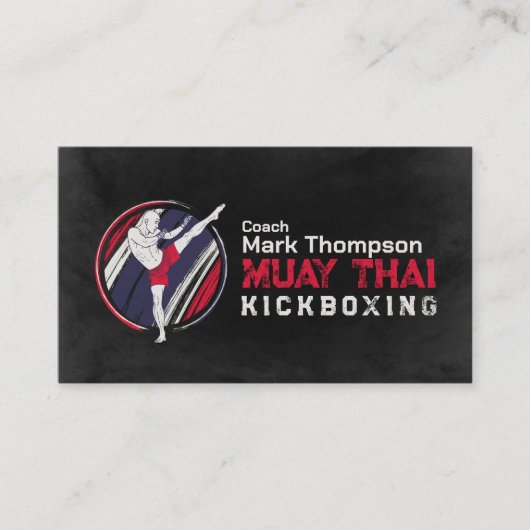 Muay Thai und Kickboxing Coach - Blue Red Business Visitenkarte (Vorderseite)