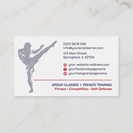 Muay Thai und Kickboxing Coach - Blue Red Visitenkarte (Rückseite)