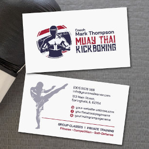 Muay Thai und Kickboxing Coach - Blue Red Visitenkarte