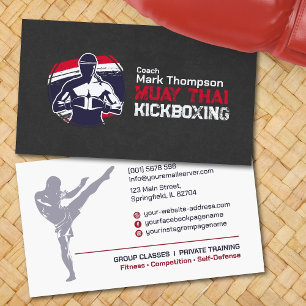 Muay Thai und Kickboxing Coach - Blue Red Visitenkarte