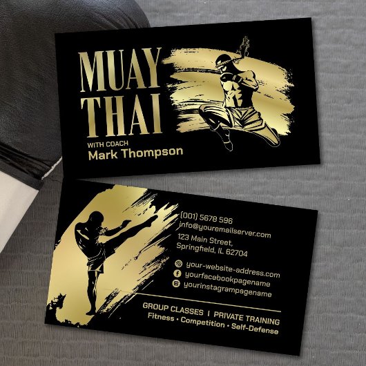 Muay Thai und Kickboxing Coach - Blue Red Visitenkarte