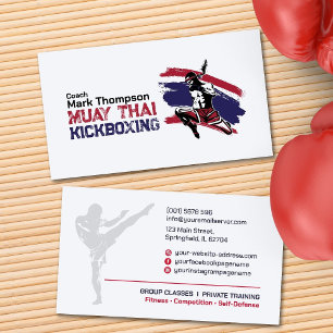 Muay Thai und Kickboxing Coach - Blue Red Visitenkarte