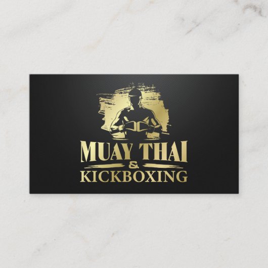Muay Thai und Kickboxing Coach - Schwarz und Gold Visitenkarte (Vorderseite)