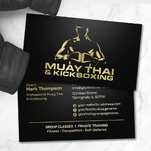 Muay Thai und Kickboxing Coach - Schwarz und Gold Visitenkarte