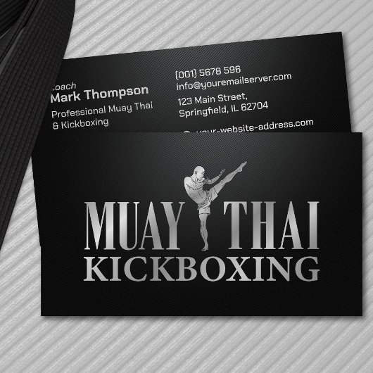 Muay Thai und Kickboxing Coach - Silver Metallic Visitenkarte
