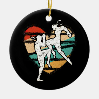 Muay Thai Vintag Design Retro Kickboxer Fighter Keramik Ornament