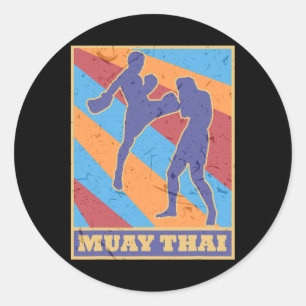 Muay Thai Vintage Retro Farben Kickboxen Mma Boxe Runder Aufkleber