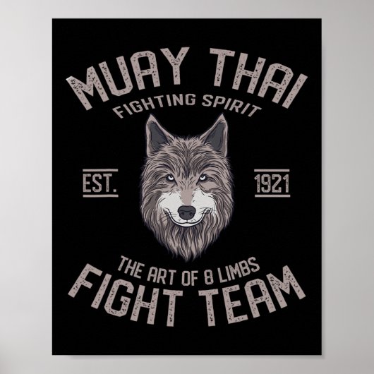 Muay Thai Wolf Thai-Boxen Kickboxen Poster (Vorne)