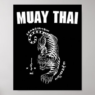 Muay Thailand Sak Yant Kunst Tattoo Tiger Kickboxe Poster