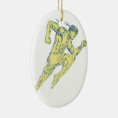 Muay thailändisches Kämpfer-tretendes Keramik Ornament (Rechts)