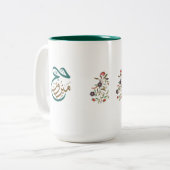 Mubarak Hajj Mabroor Tasse Grün, Golden und Blume (Vorderseite Links)